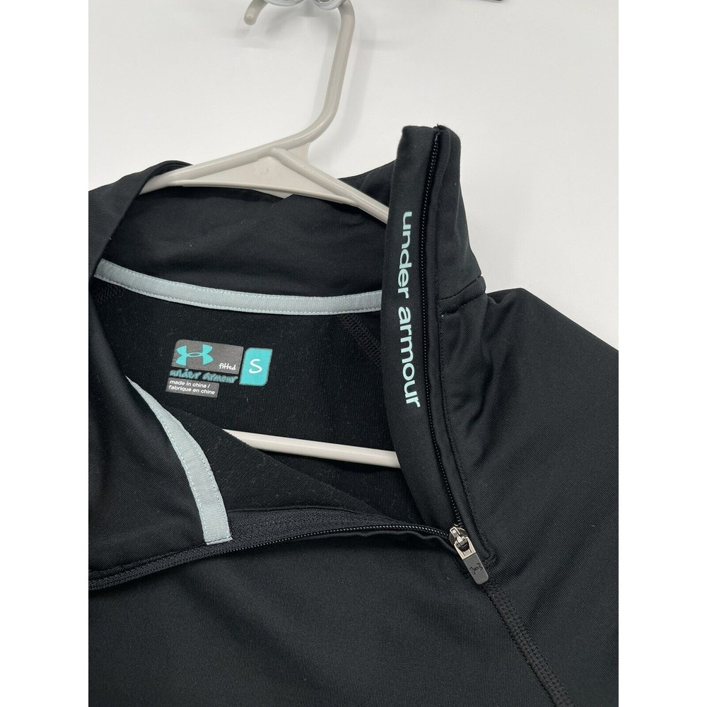 Under Armour Small Quarter Zip Pullover Womens Black Excellent Thumbhole Fitted‎ - Picture 2 of 9